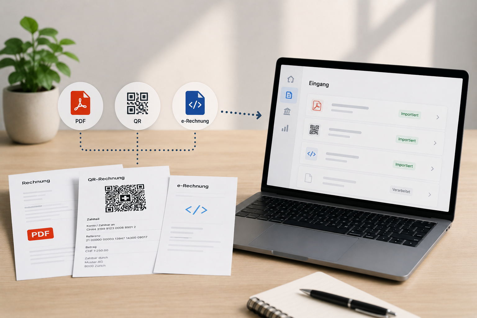 Wie PDF-, QR- und E-Rechnungen in Saldio importiert werden